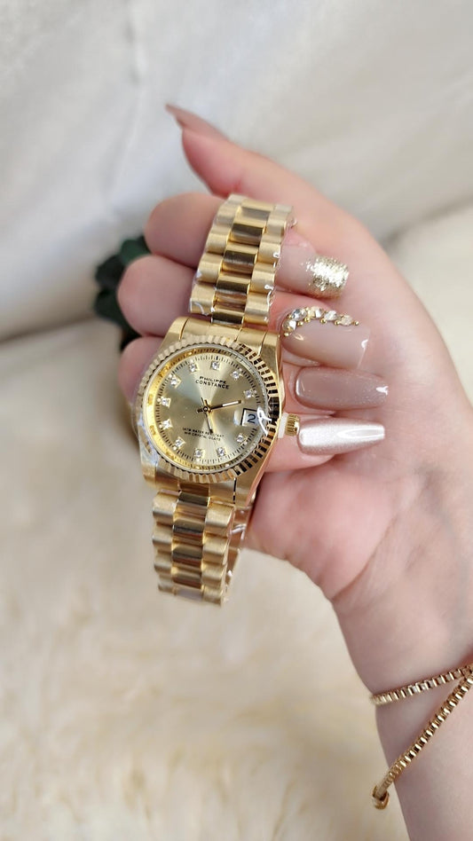 Premium Montre ronde doré fond doré inspi OR