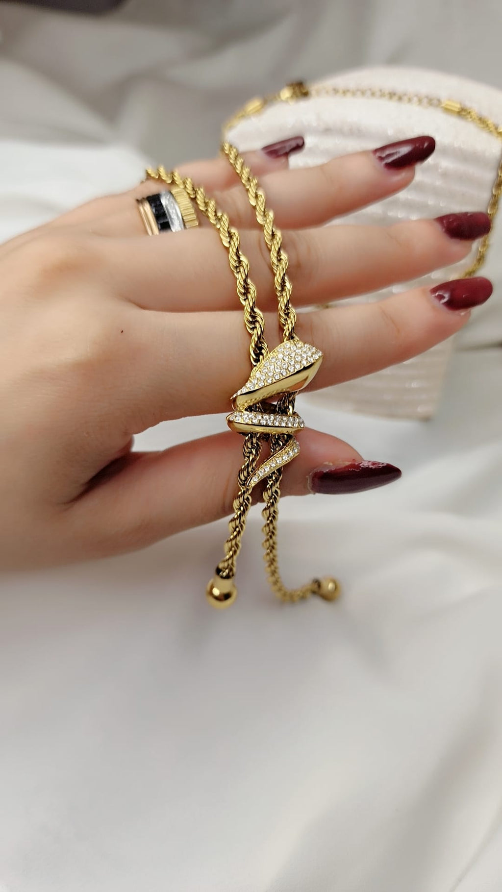 Premium Chaine serpent perlé sertier