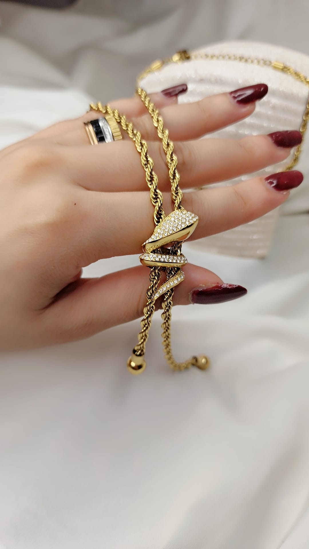 Premium Chaine serpent perlé sertier