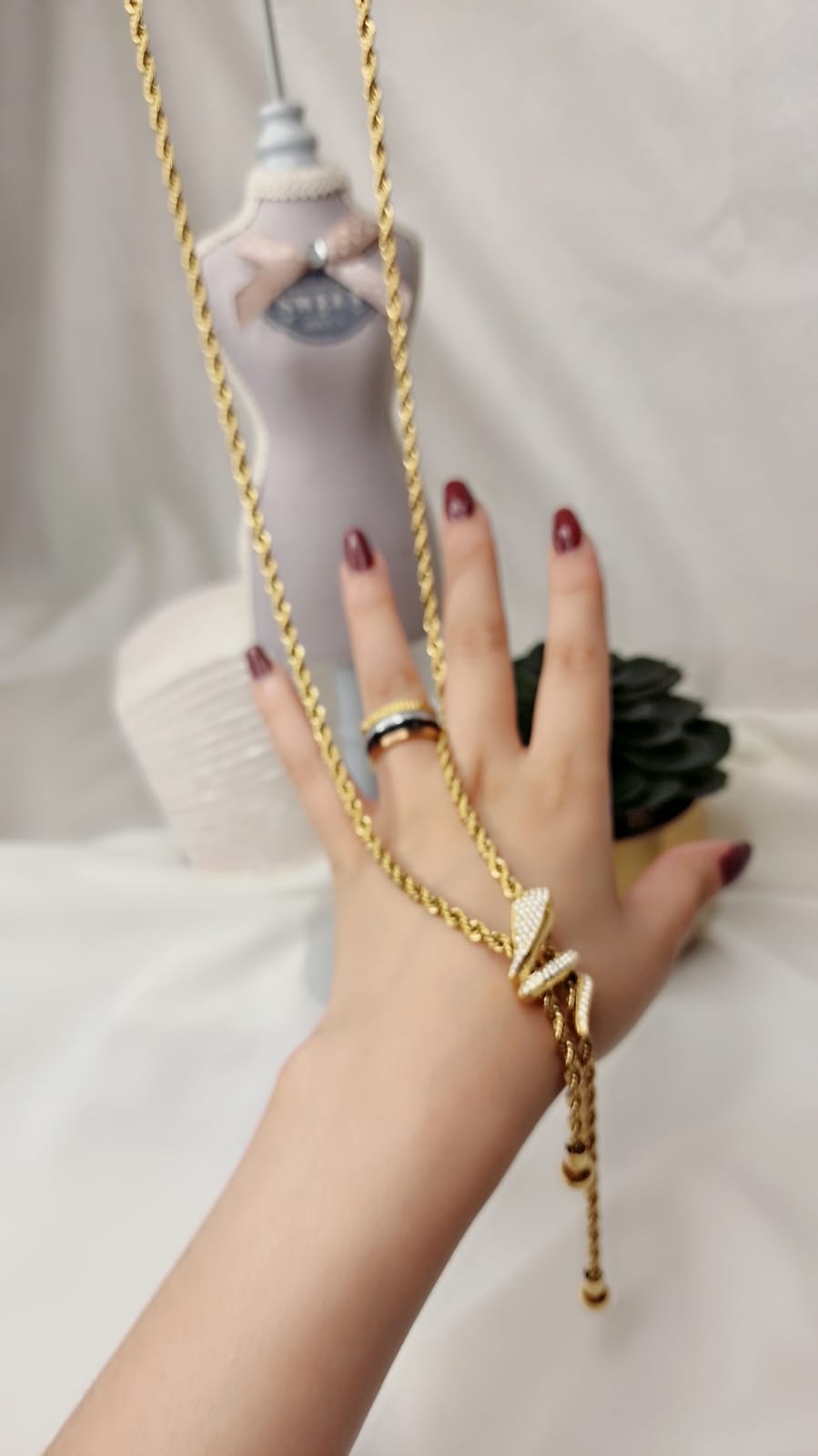 Premium Chaine serpent perlé sertier