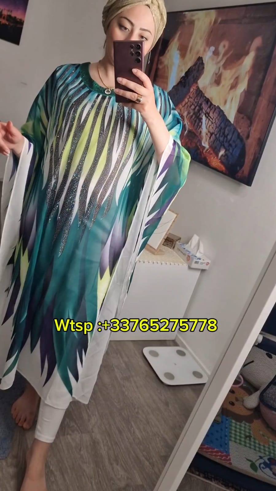 Liquette foulard longue verte "Taille L"