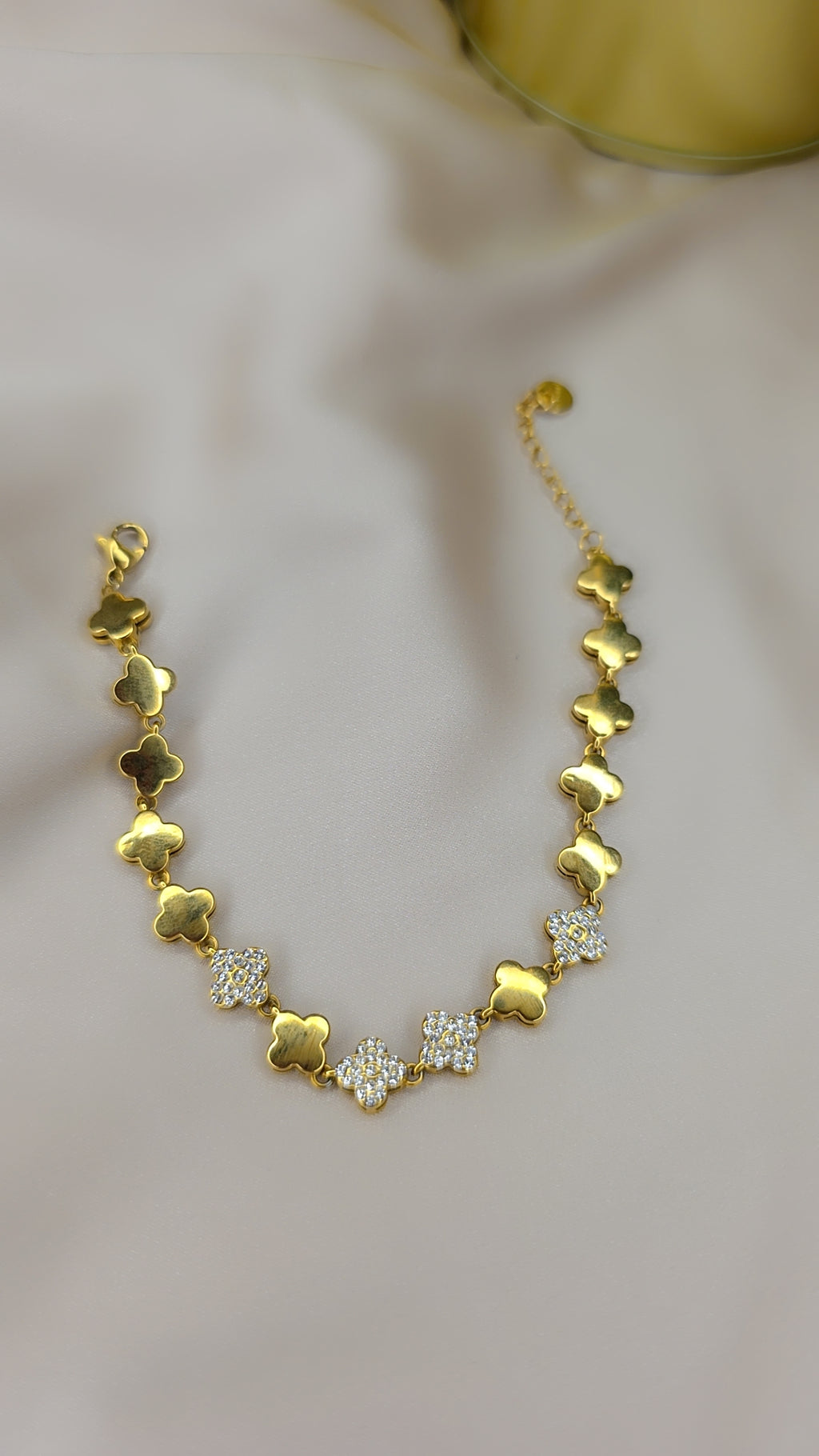 Gourmette trèfle doré