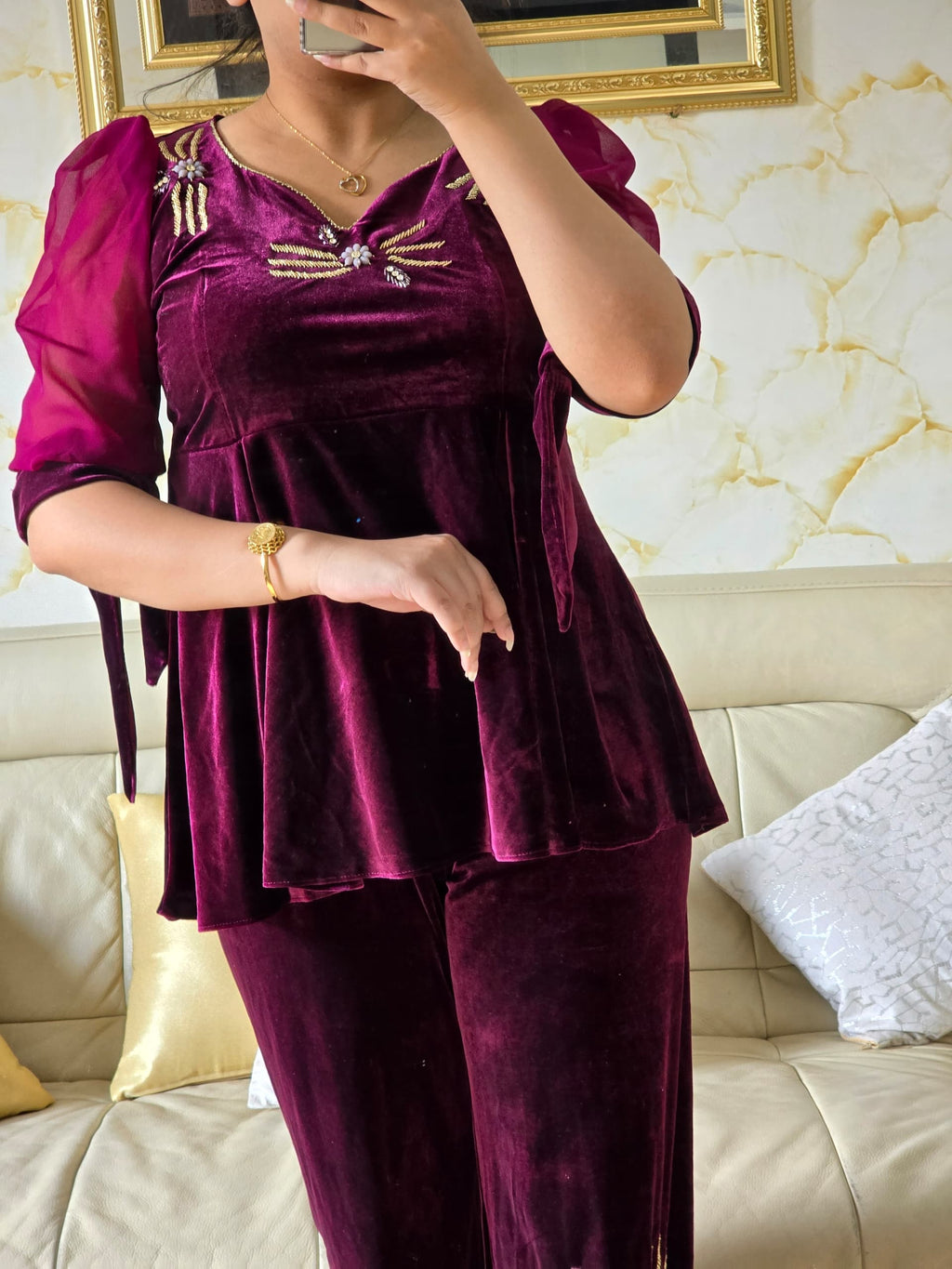 Ensemble papillon aubergine