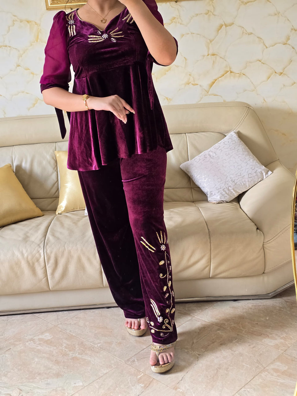 Ensemble papillon aubergine
