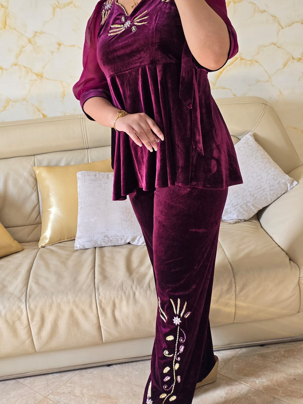 Ensemble papillon aubergine