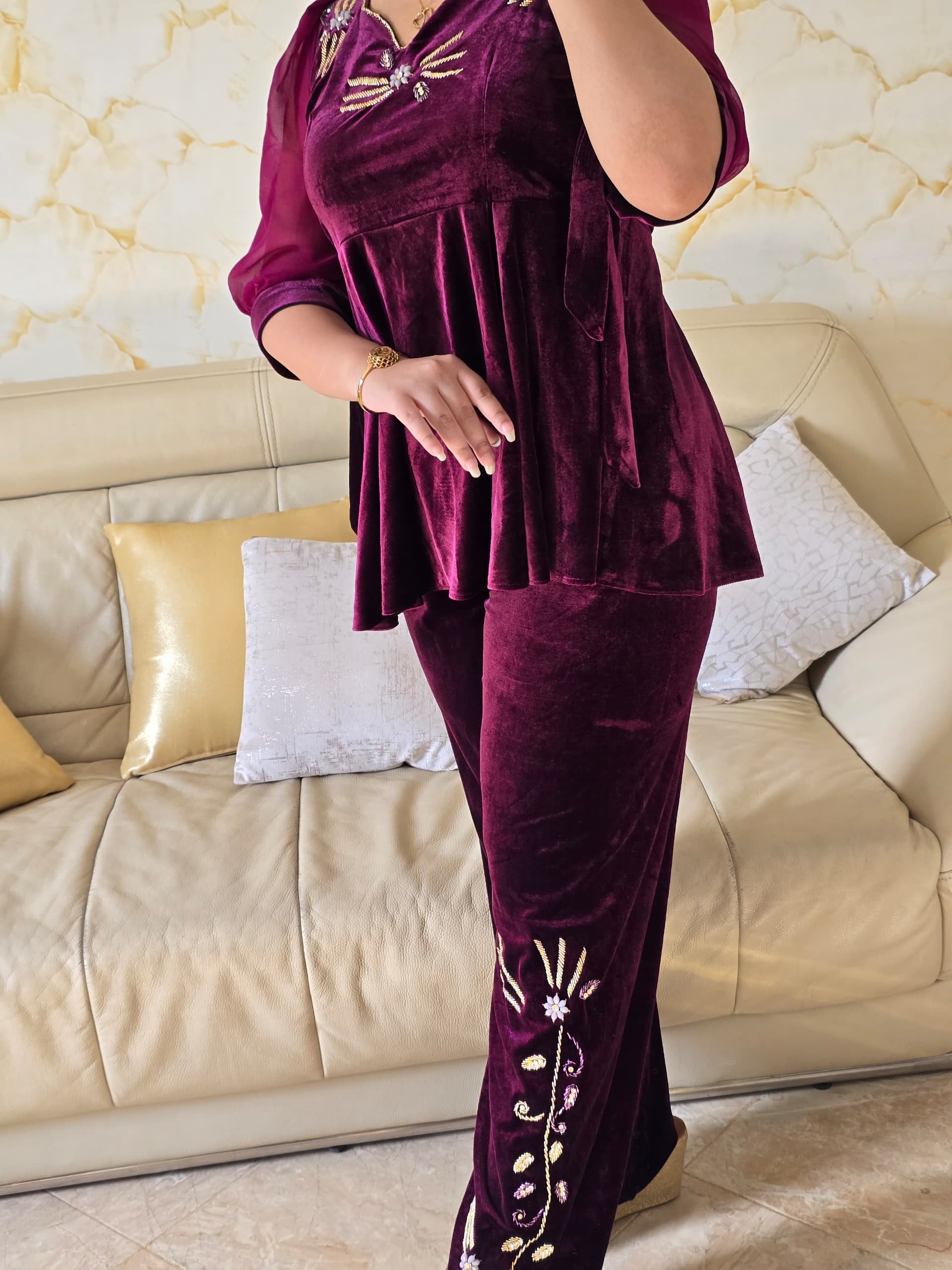 Ensemble papillon aubergine