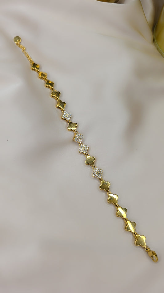 Gourmette trèfle doré